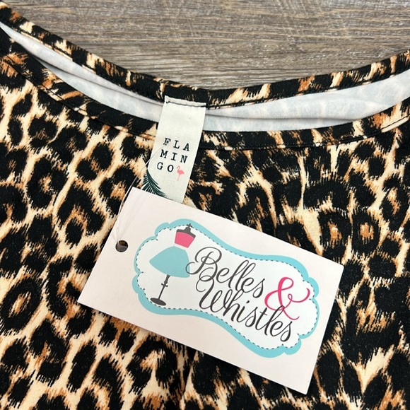 Flamingo Women’s Leopard Print Short Sleeve Dress Size Large - Picture 5 of 9